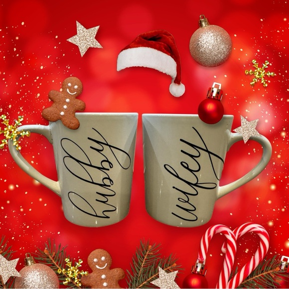 Other - New Hubby Wifey Coffee Mugs Porcelain 12oz